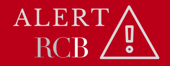 zdjęcie kolorowe: na czerwonym tle biały napis ALERT RCB