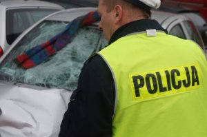 Czynności policjantów na miejscu wypadku