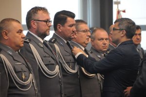 Policjanci z Katowic podczas uroczystości w KWP w Katowicach