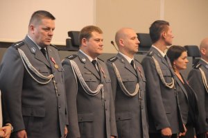 Policjanci z Katowic podczas uroczystości w KWP w Katowicach