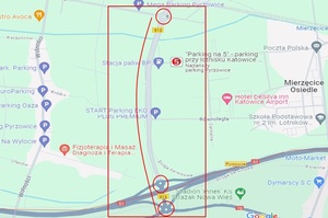 zdjęcie kolorowe: mapa z zaznaczonymi miejscami, gdzie mogą wystąpić utrudnieniami w ruchu drogowym
