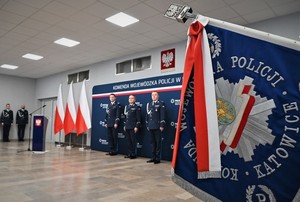 zdjęcie kolorowi: uroczystość wprowadzenia nowych Zastępców Komendanta Wojewódzkiego Policji w Katowicach